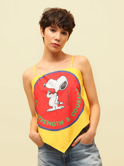 Yellow Peanuts Asymmetrical Top