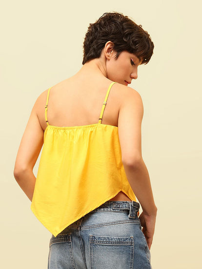 Yellow Peanuts Asymmetrical Top
