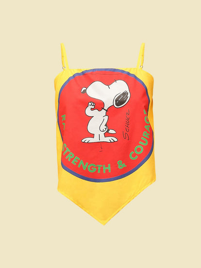 Yellow Peanuts Asymmetrical Top