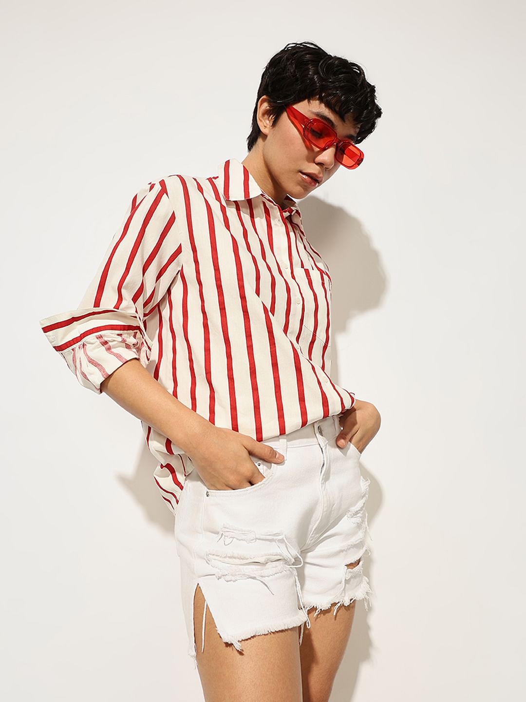 Red Striped Cotton Shirt