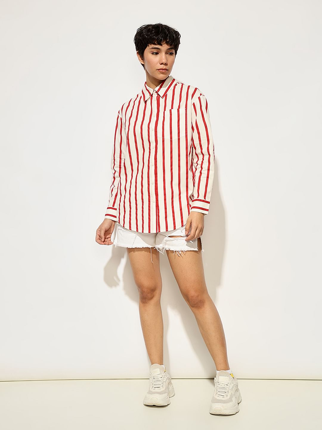 Red Striped Cotton Shirt