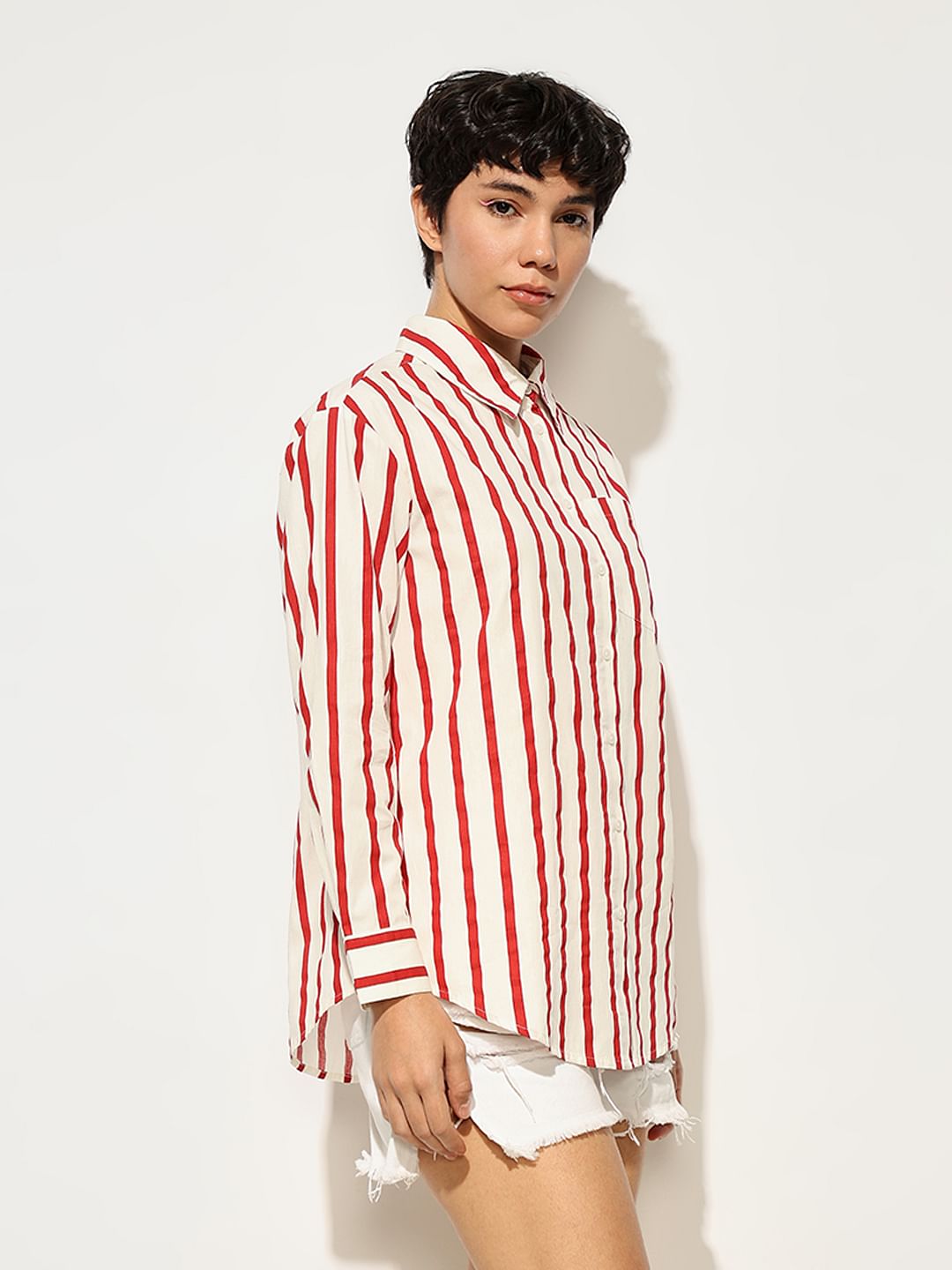 Red Striped Cotton Shirt