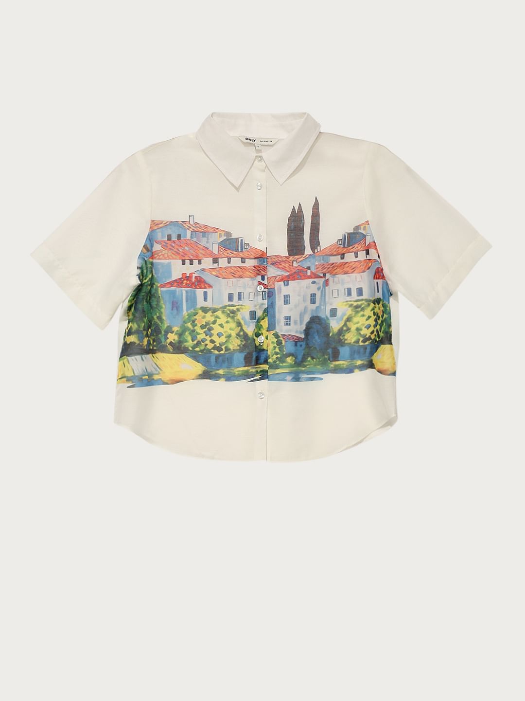 White Sheer Printed Shirt