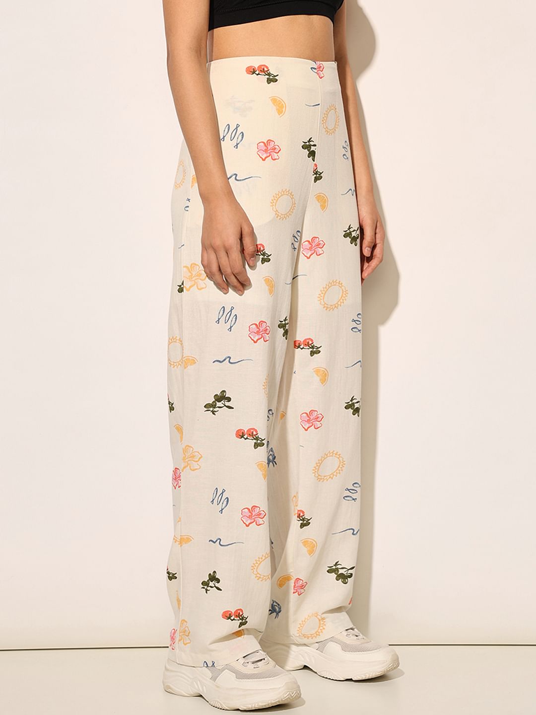White Printed Co-Ord Set Pants