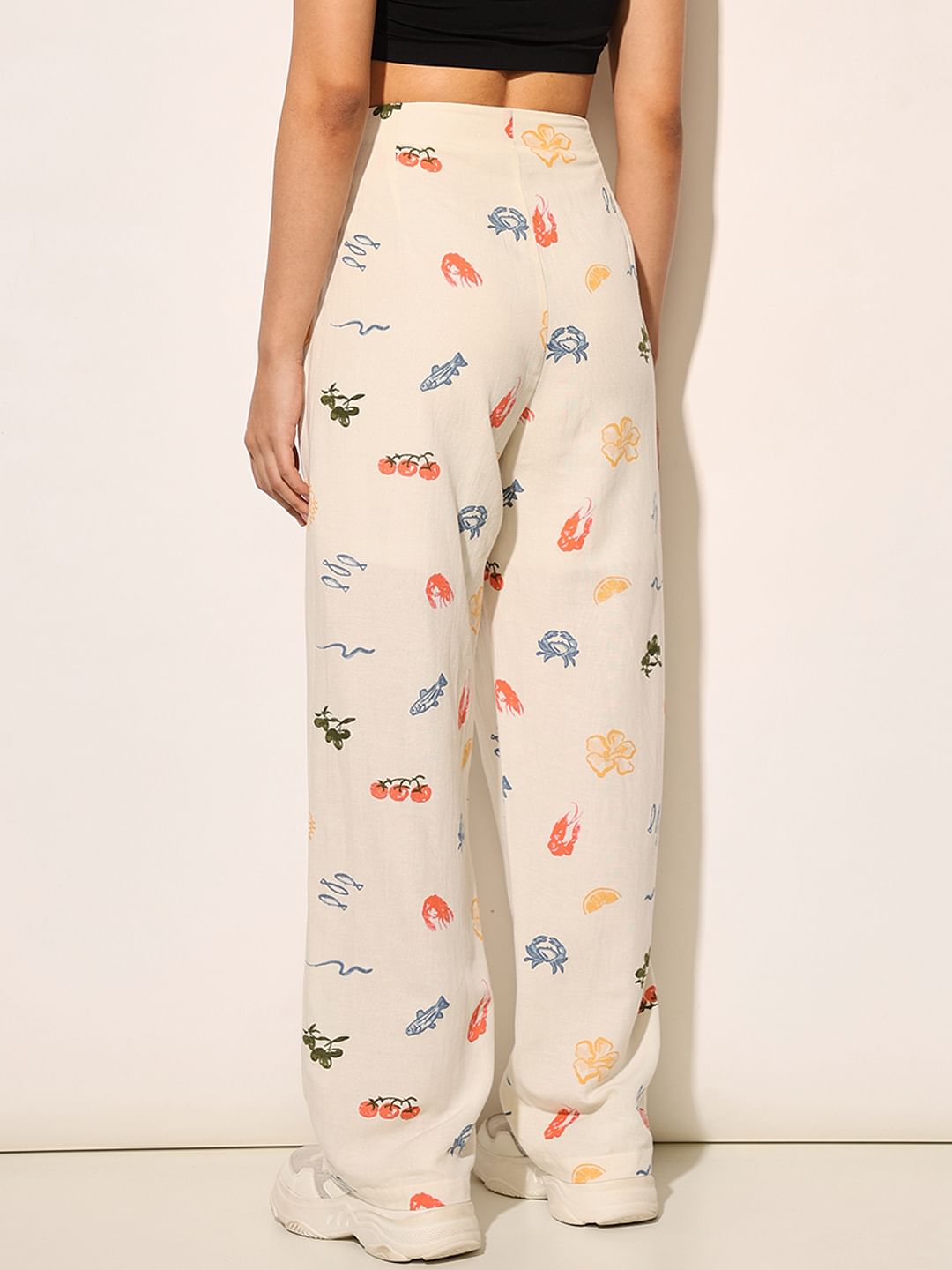 White Printed Co-Ord Set Pants