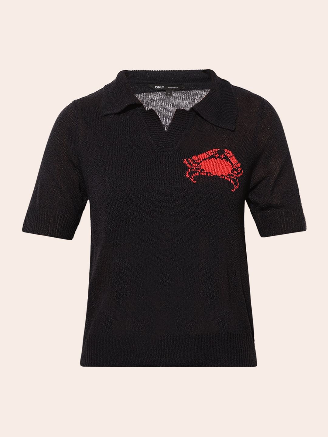 Dark Navy Knitted Sheer Polo