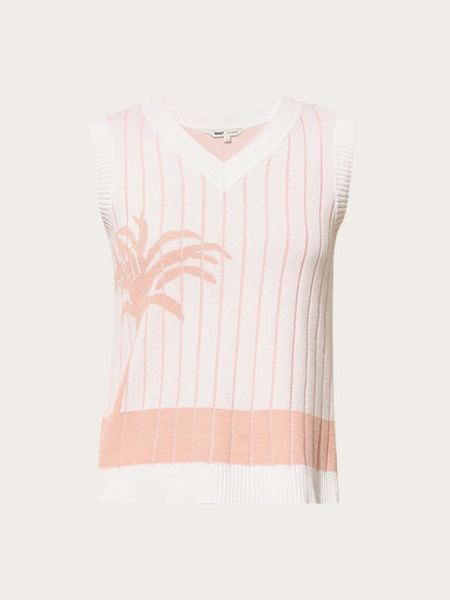 Pink Printed Knitted Sweater Vest