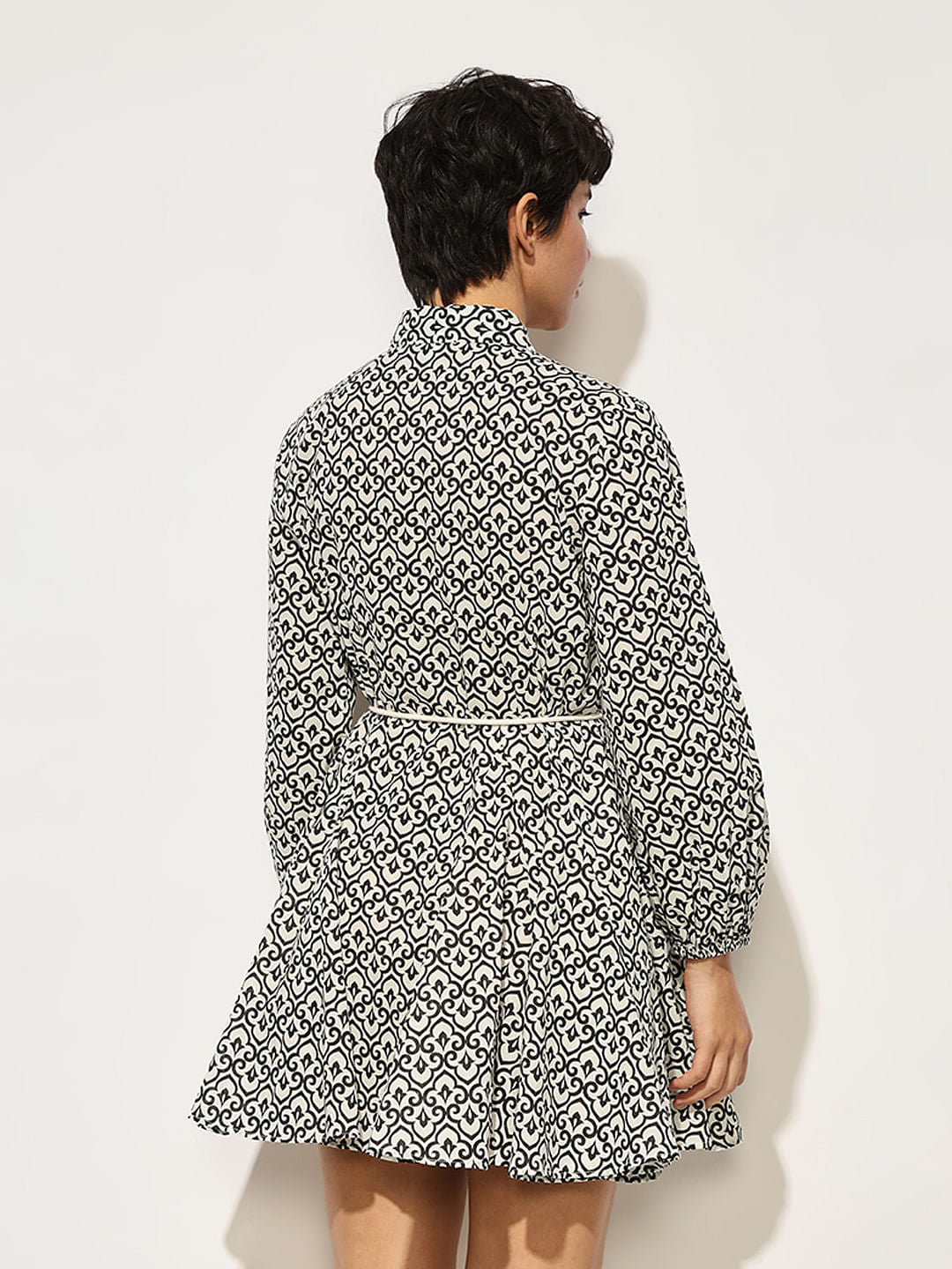 Black Pleated Skirt Shirt Dress