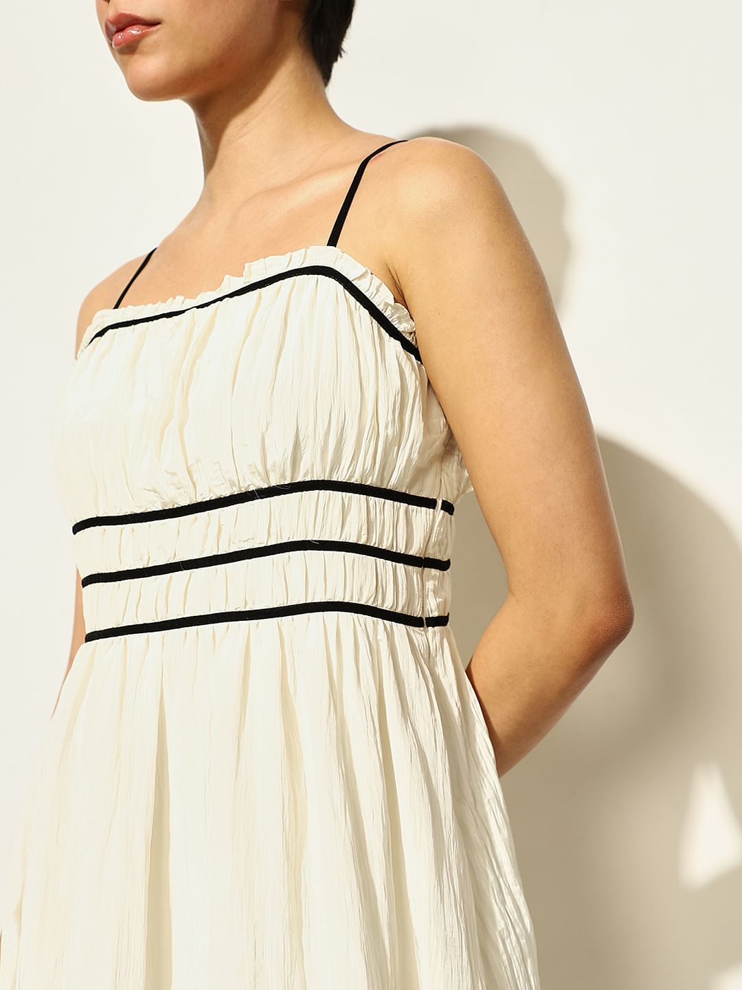 Cream Strappy Midi Dress