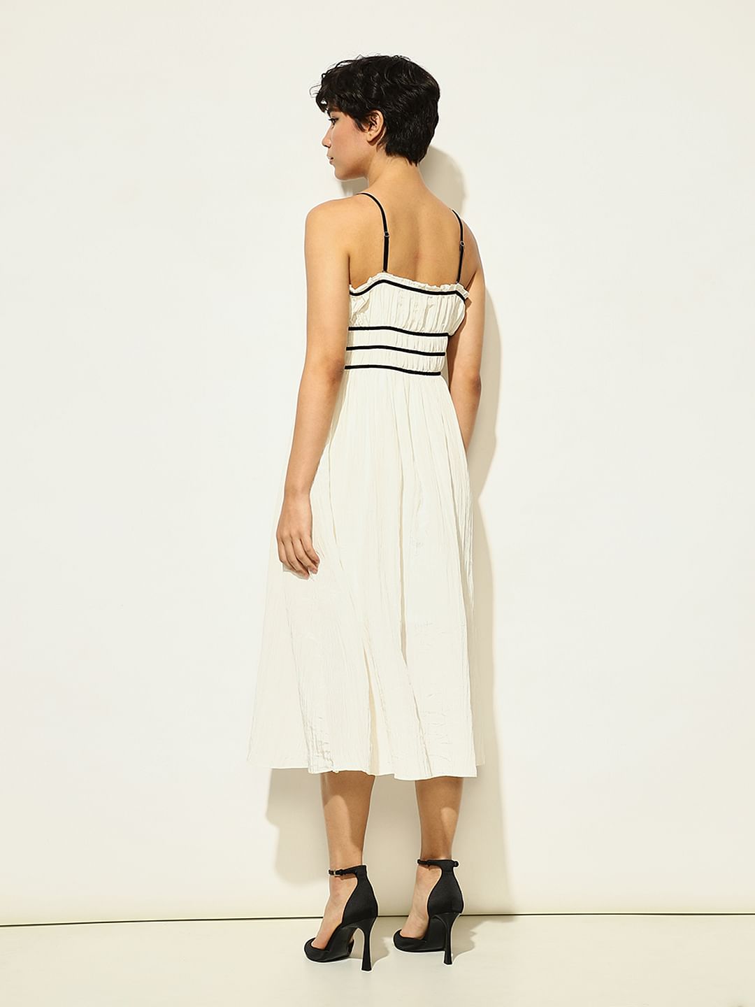 Cream Strappy Midi Dress