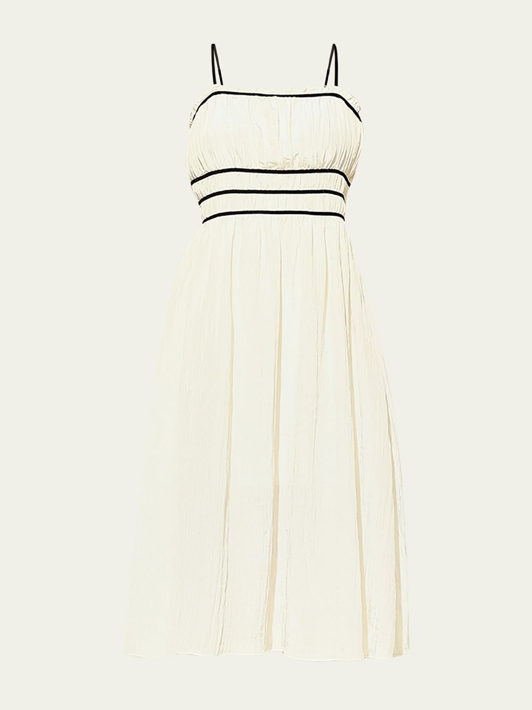 Cream Strappy Midi Dress