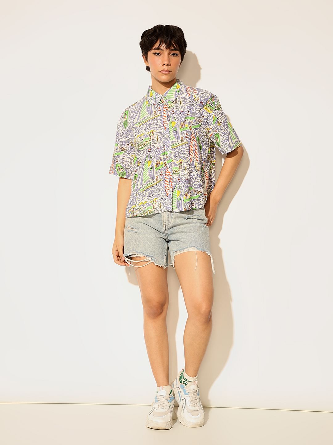 Multi-Colour Printed Viscose Shirt