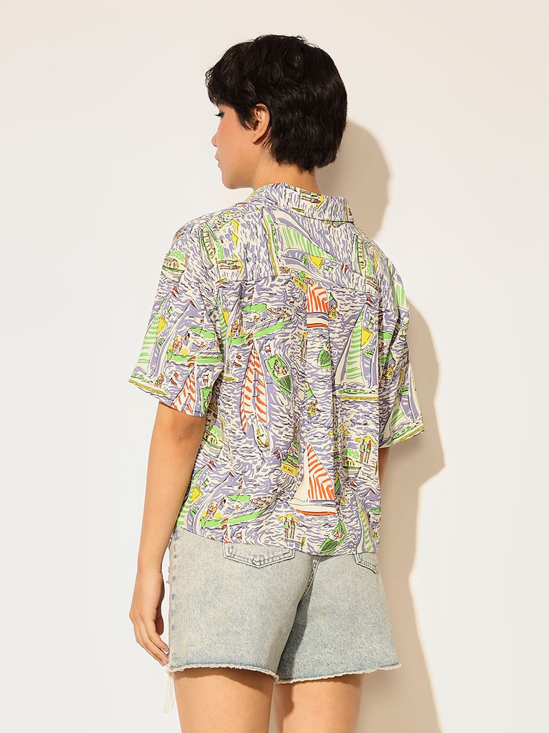 Multi-Colour Printed Viscose Shirt