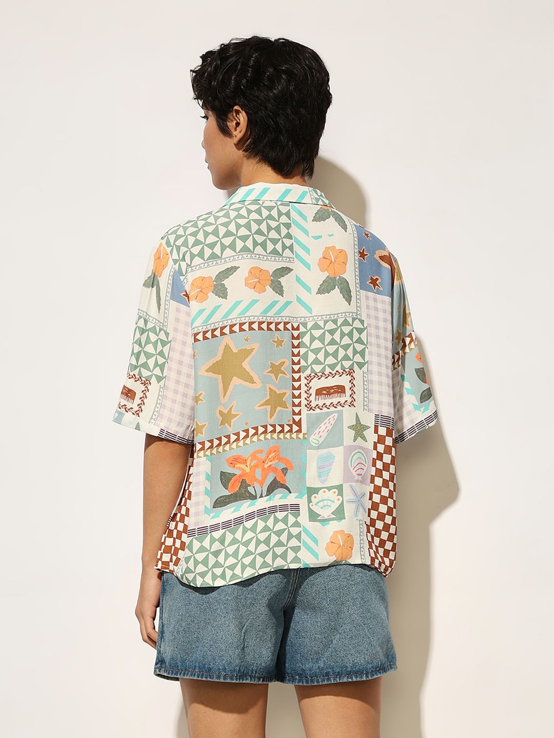 Multi-Colour Printed Viscose Shirt