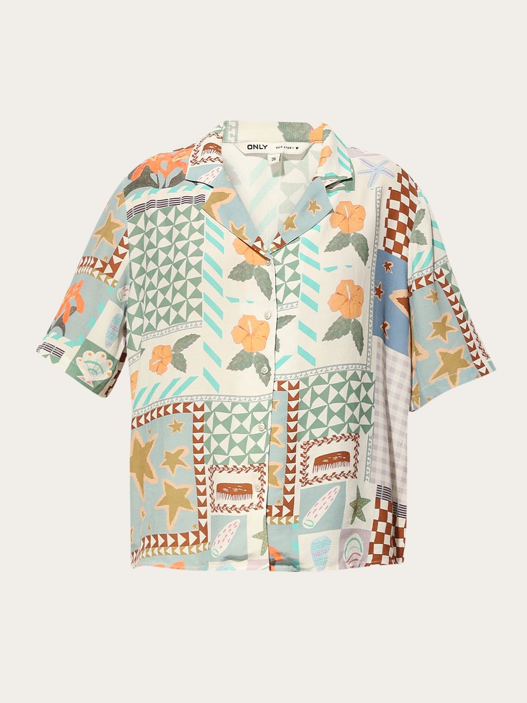 Multi-Colour Printed Viscose Shirt