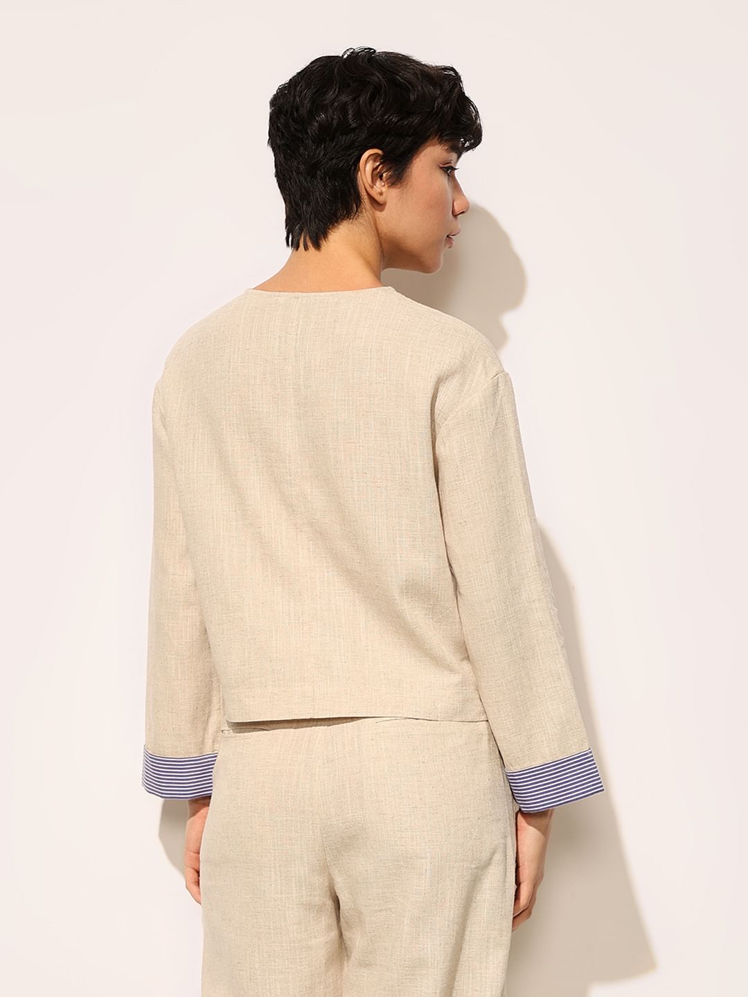 Beige Linen Co-Ord Set Shirt