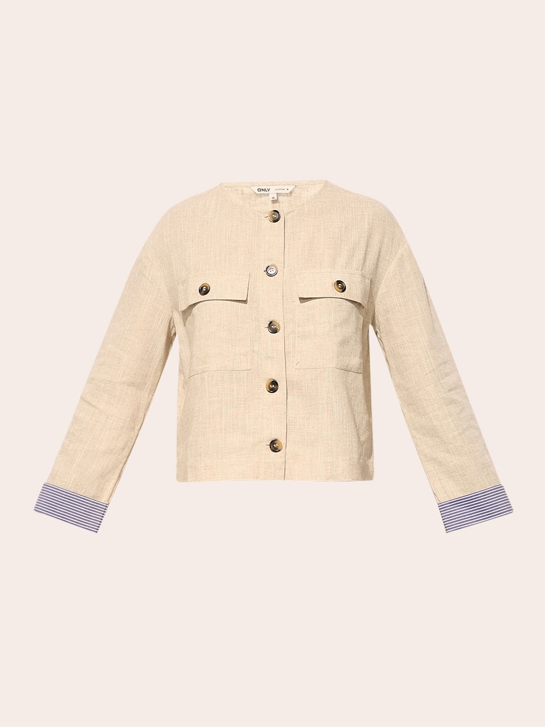 Beige Linen Co-Ord Set Shirt