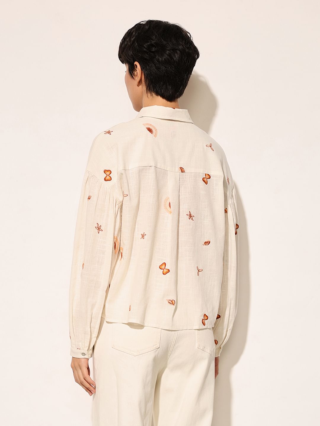 White Embroidered Cotton Shirt