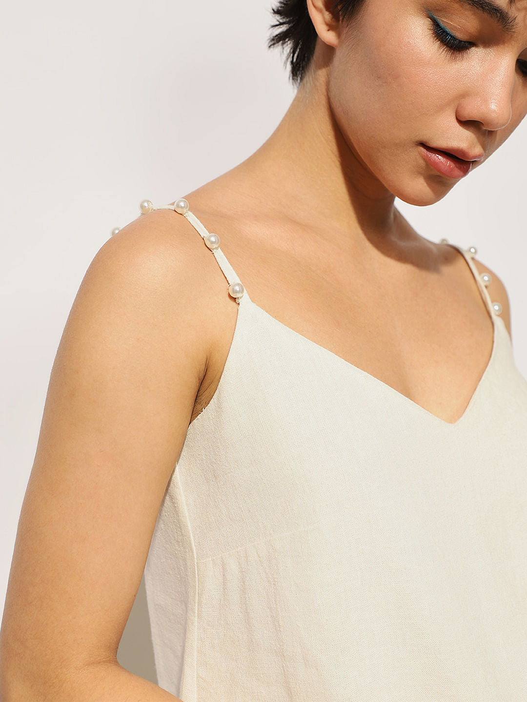 White Linen Co-Ord Set Top