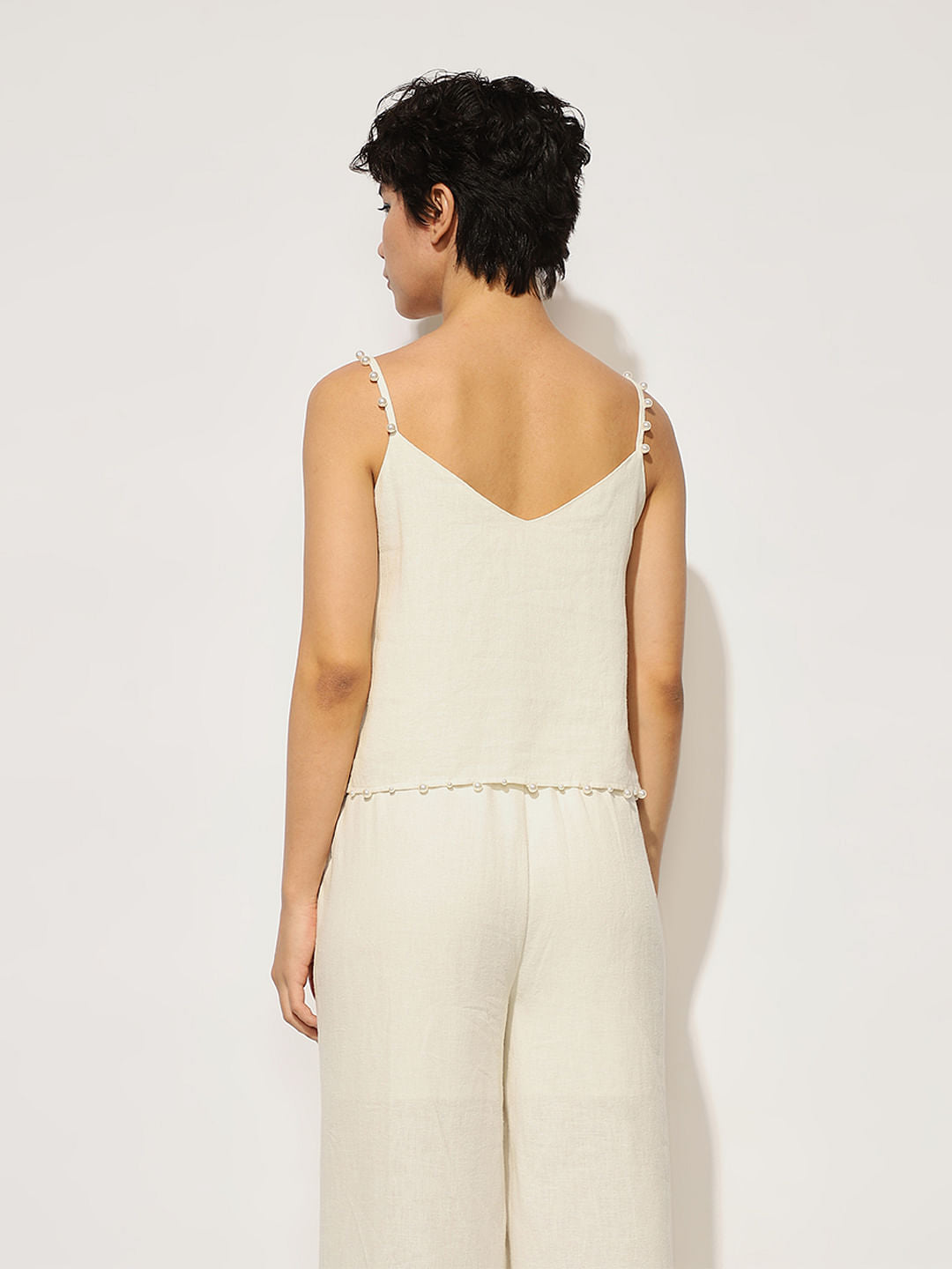 White Linen Co-Ord Set Top