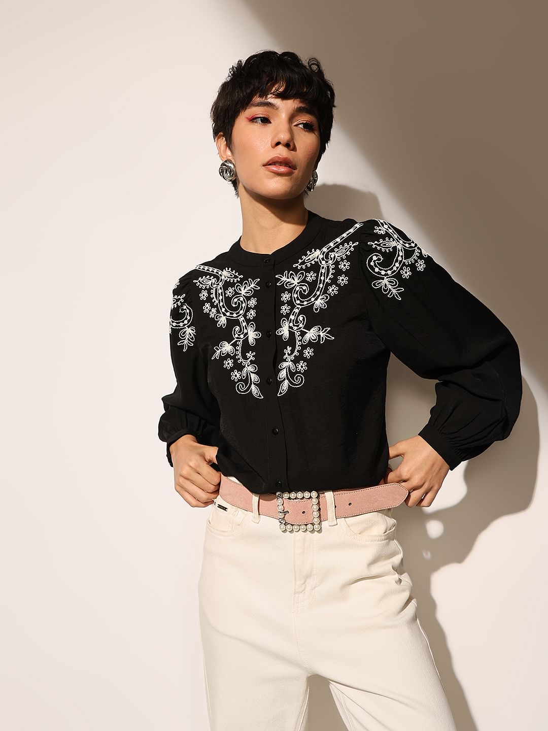 Black Embroidered Top