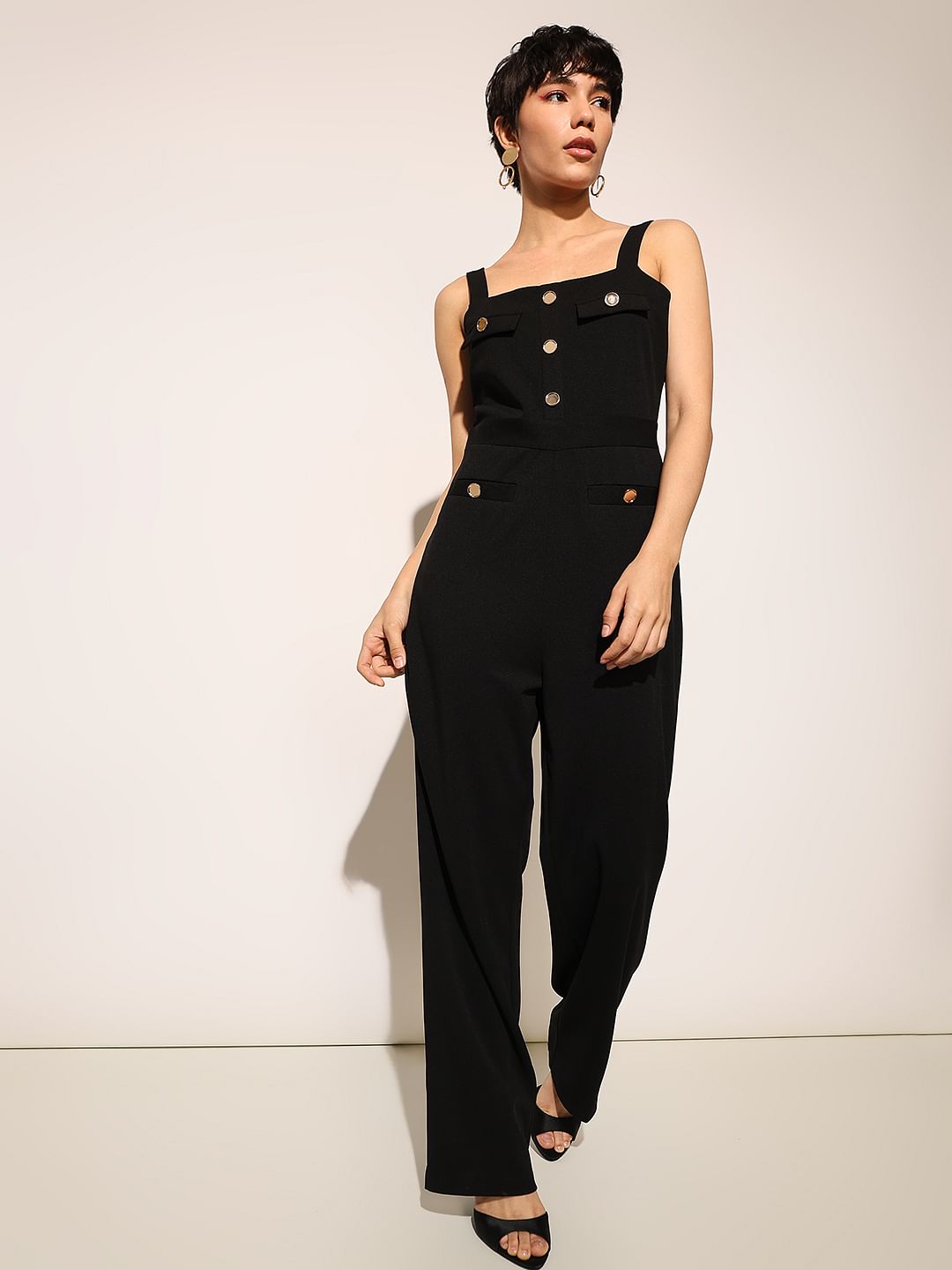 Black Sleeveless Jumpsuit - Main Image