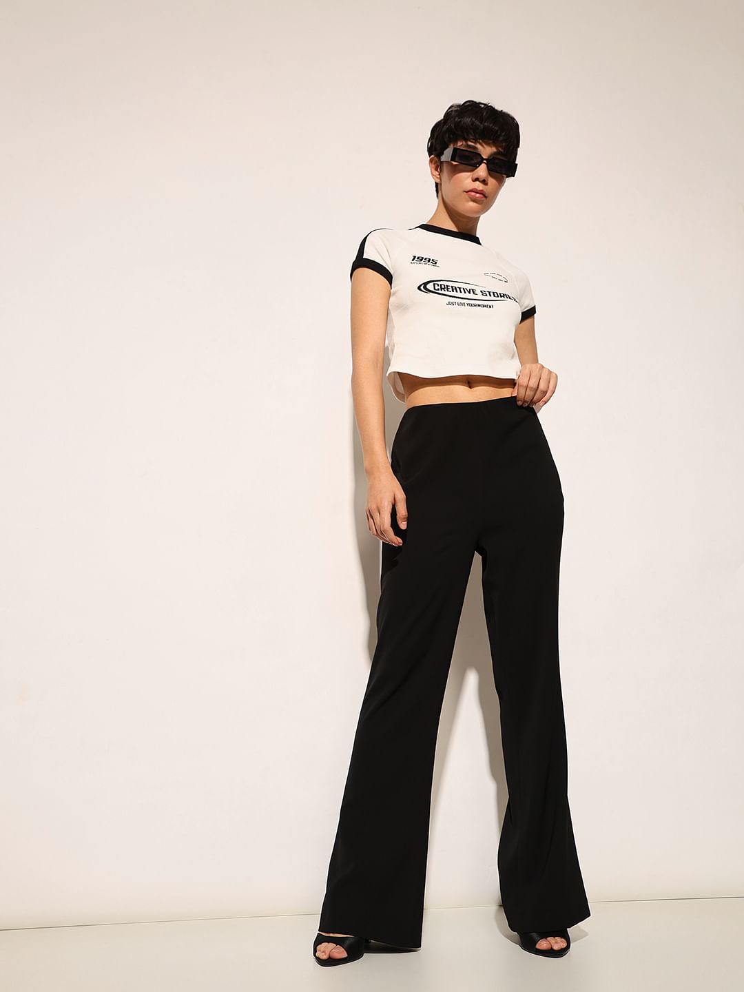 Black Side Slit Flared Pants