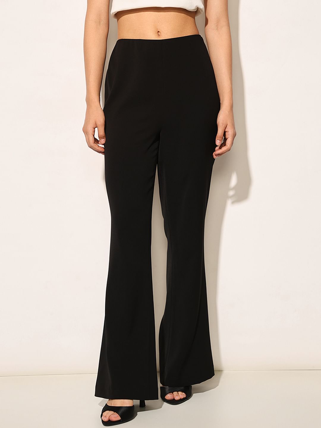 Black Side Slit Flared Pants