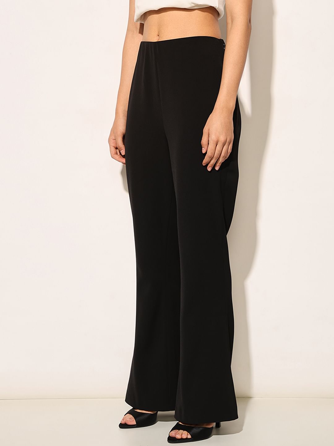 Black Side Slit Flared Pants