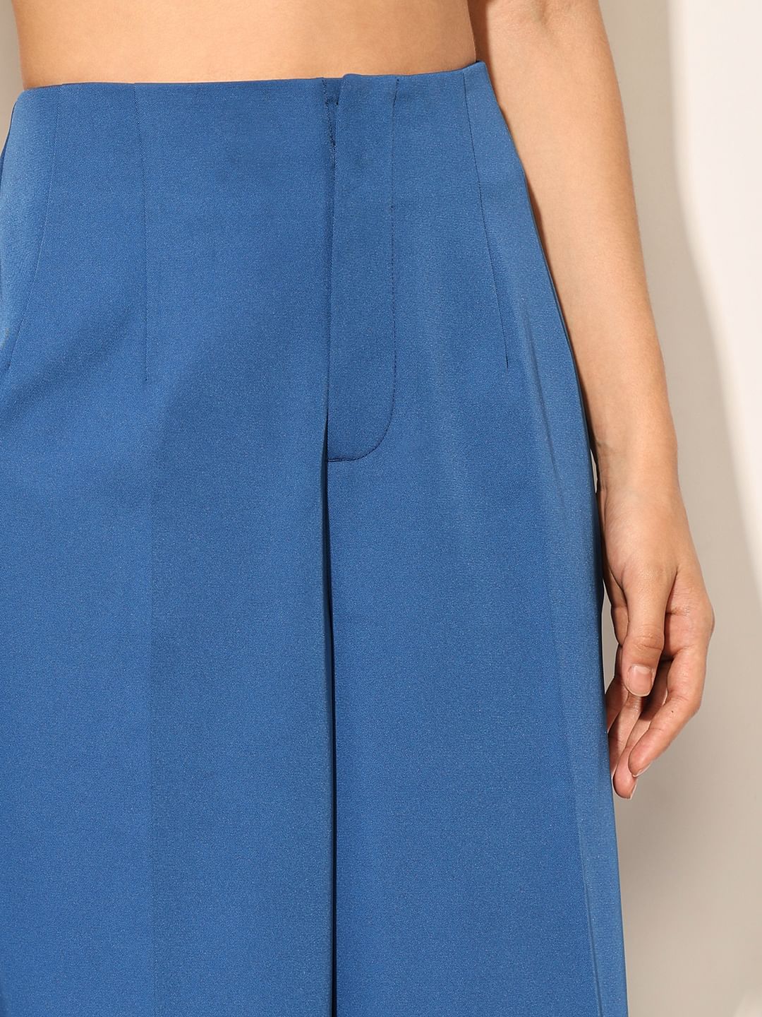 Blue High Rise Flared Pants