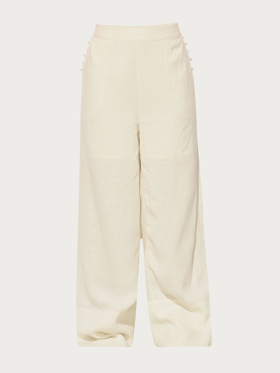 White Linen Pull On Pants