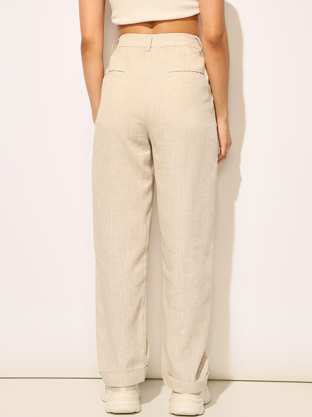 Beige Linen Co-Ord Set Pants