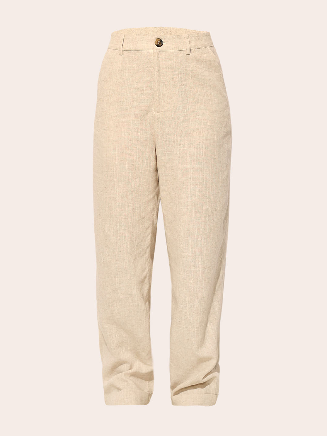 Beige Linen Co-Ord Set Pants