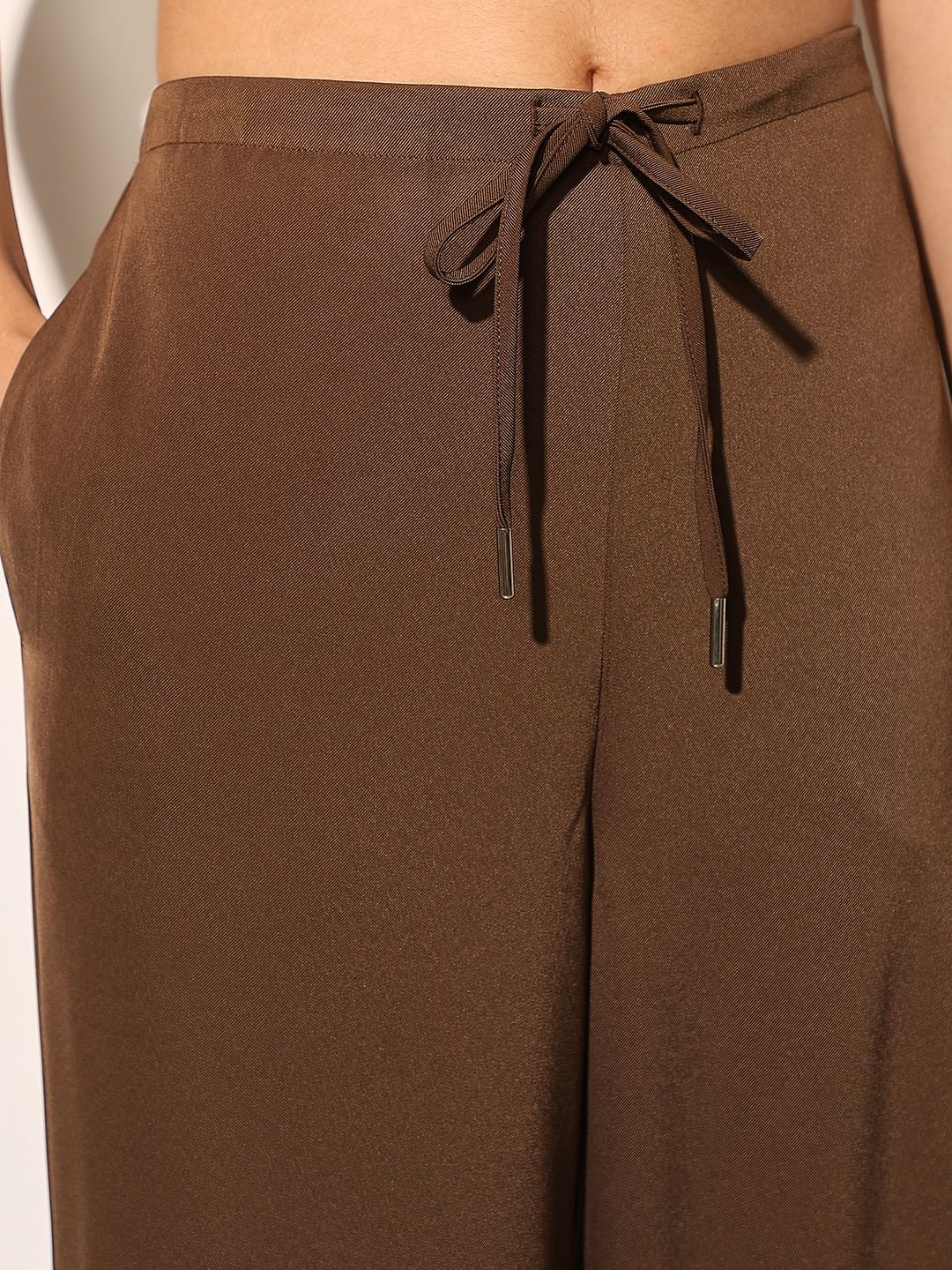 Brown Cargo Flared Pants