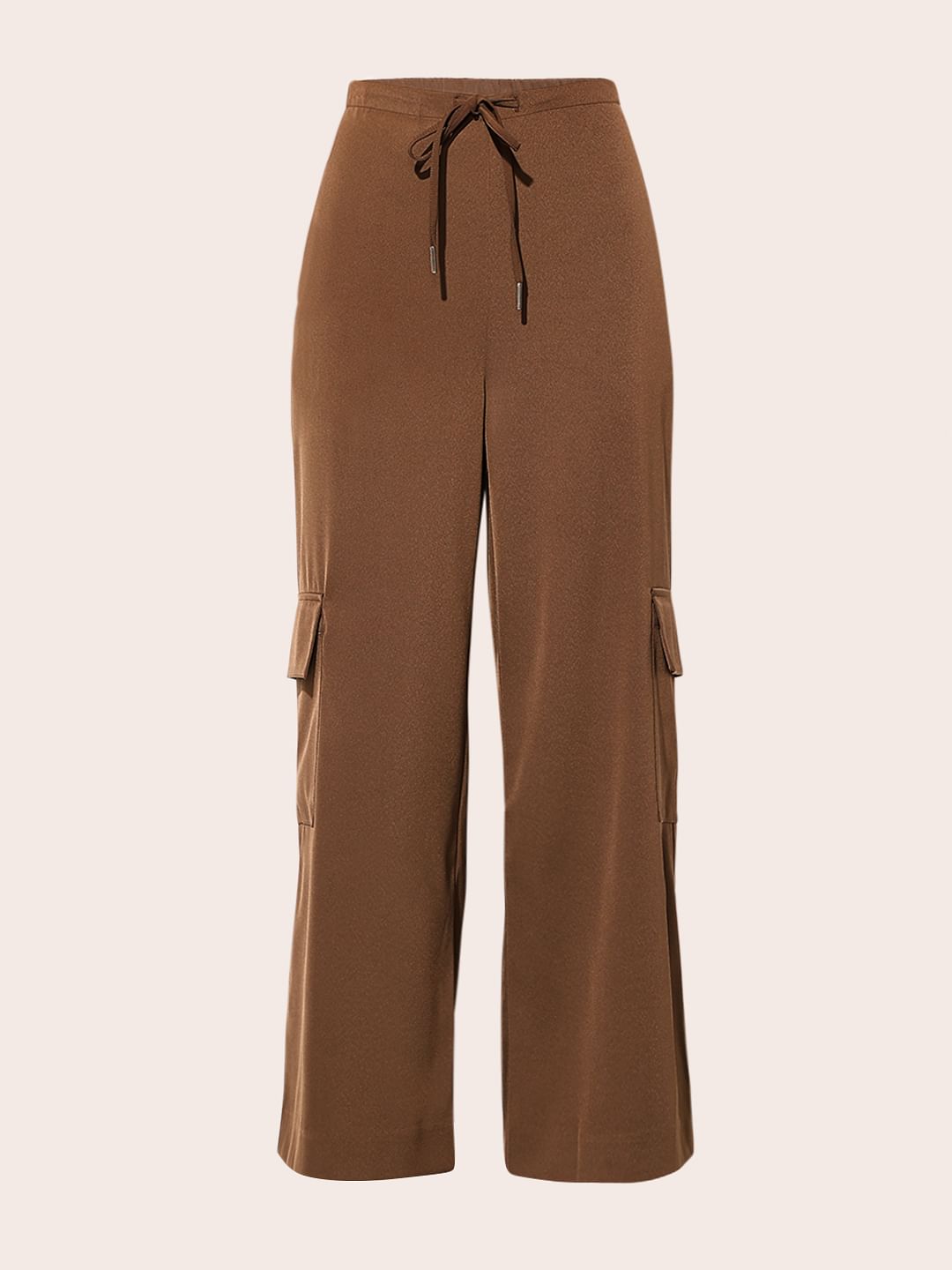 Brown Cargo Flared Pants