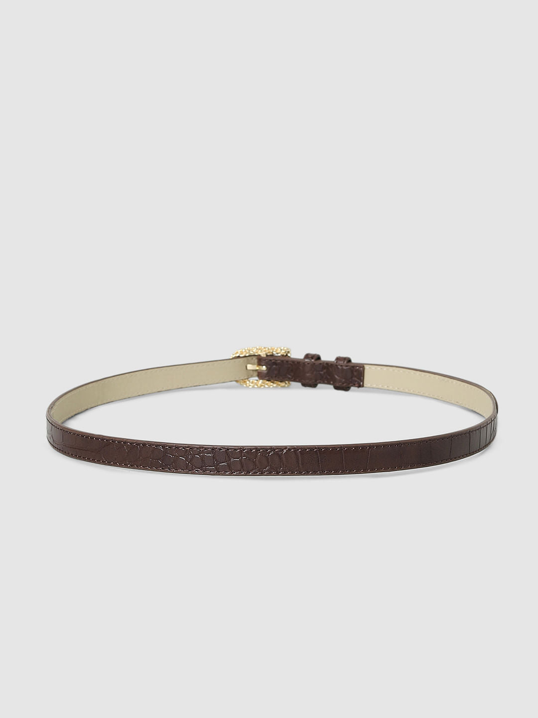 Dark Brown Narrow Textured Belt