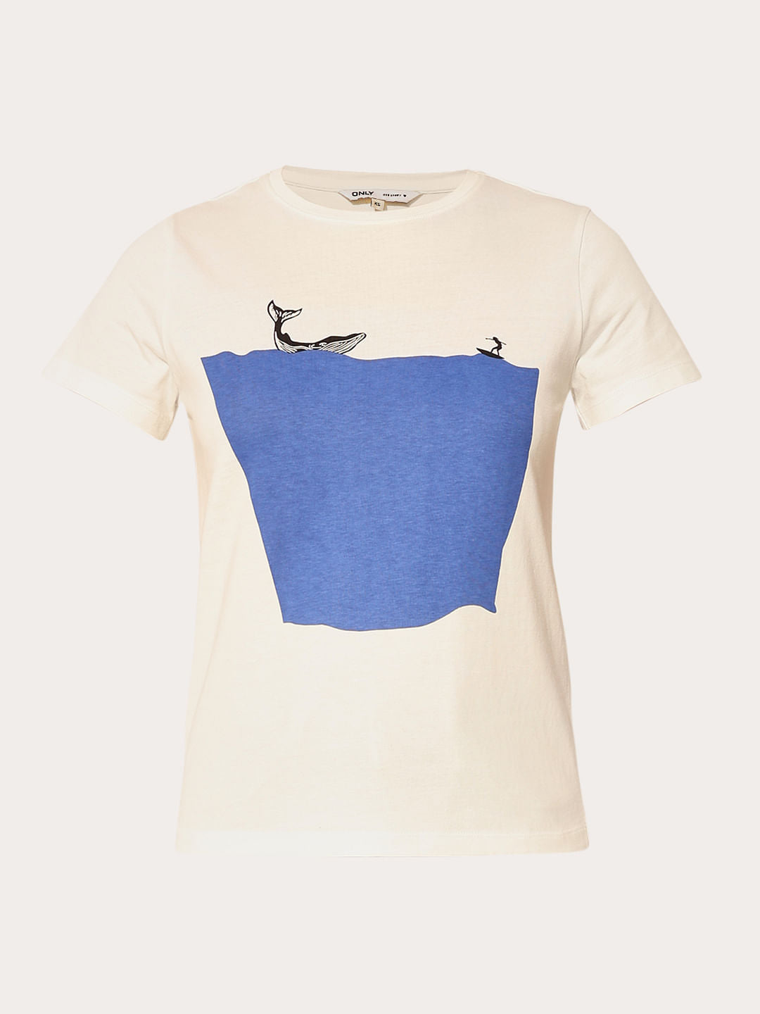 White Graphic Print Cotton T-Shirt