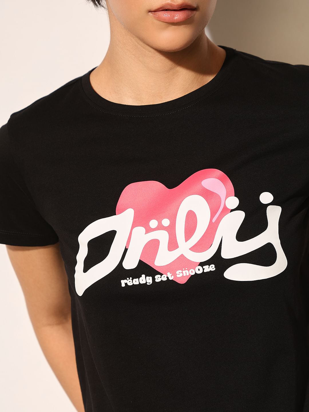 Black Typographic Print T-Shirt