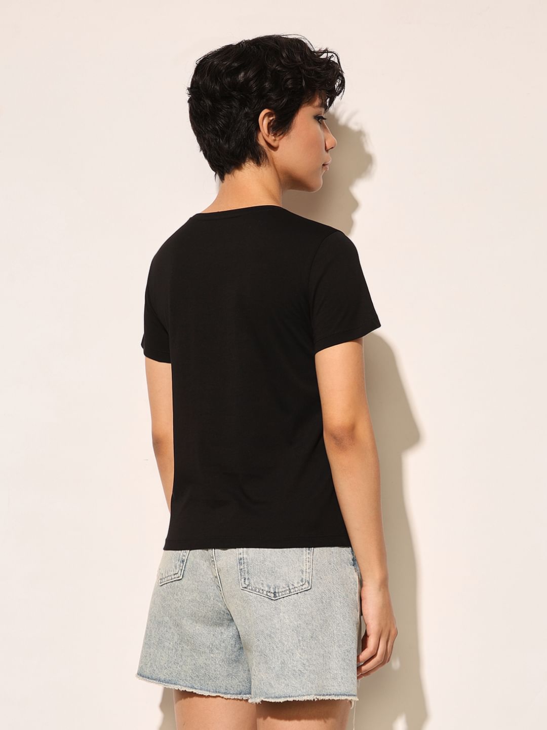 Black Typographic Print T-Shirt