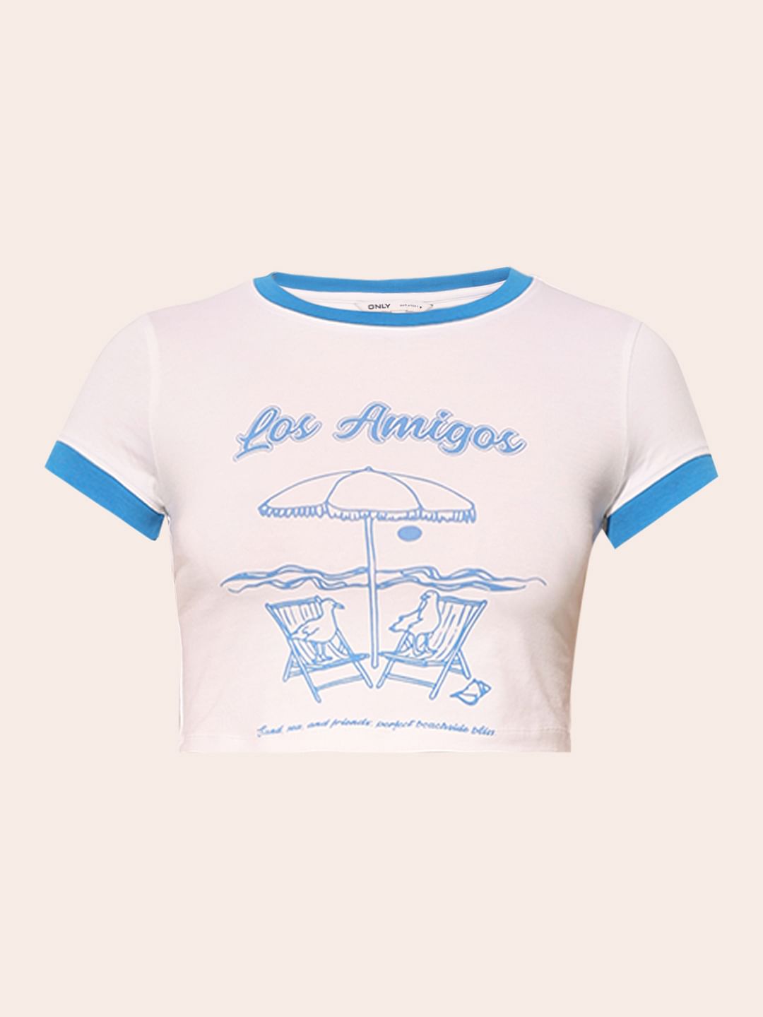 White Printed Cropped T-Shirt