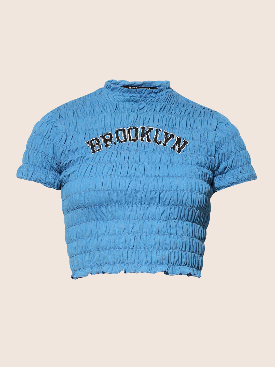 Blue Printed Crop T-shirt