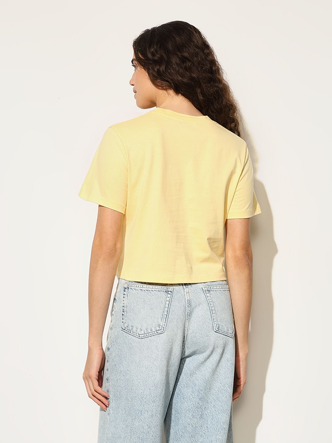 Yellow Round Neck Cotton T-Shirt