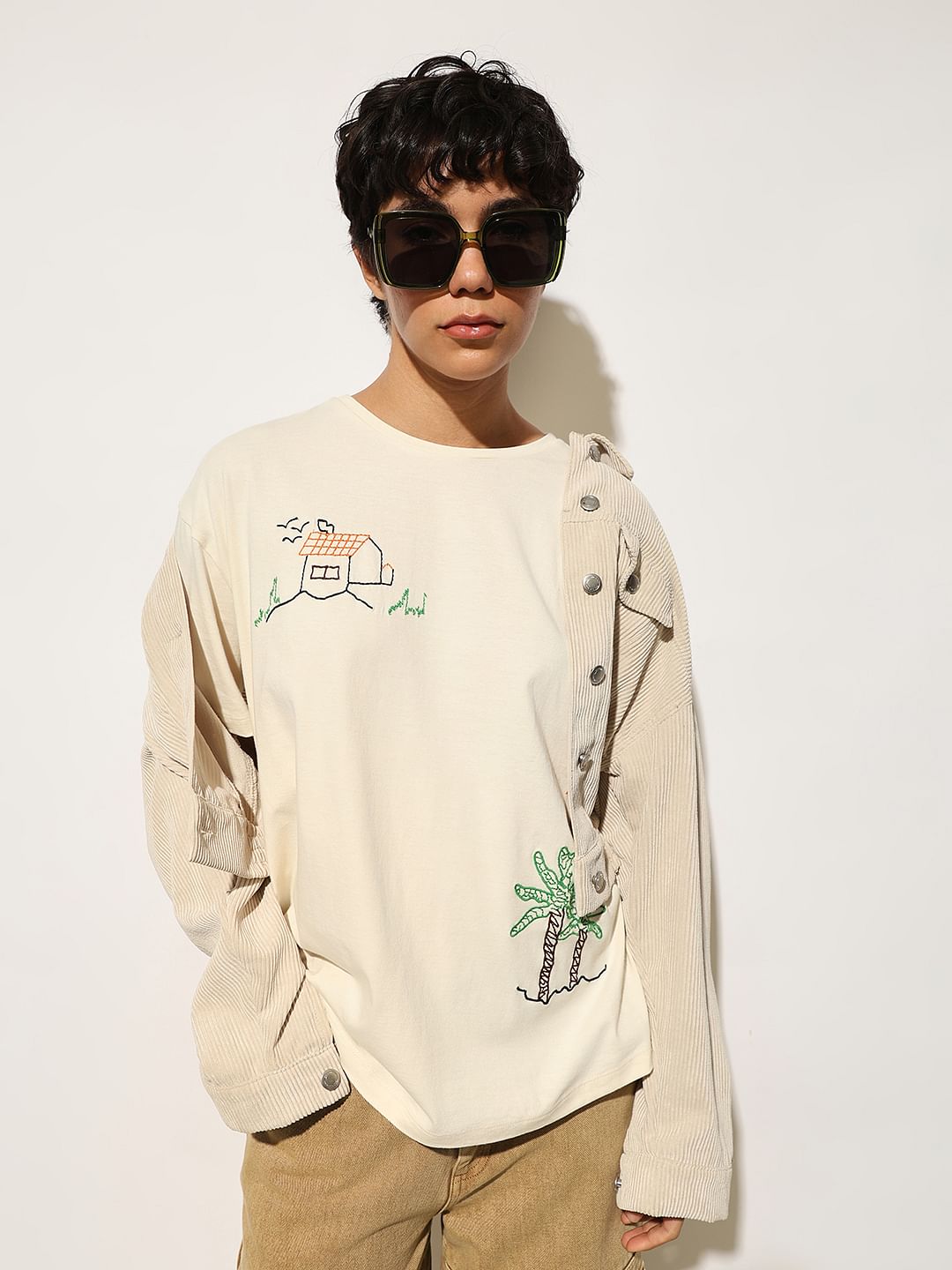 Off-White Embroidered Oversized T-Shirt