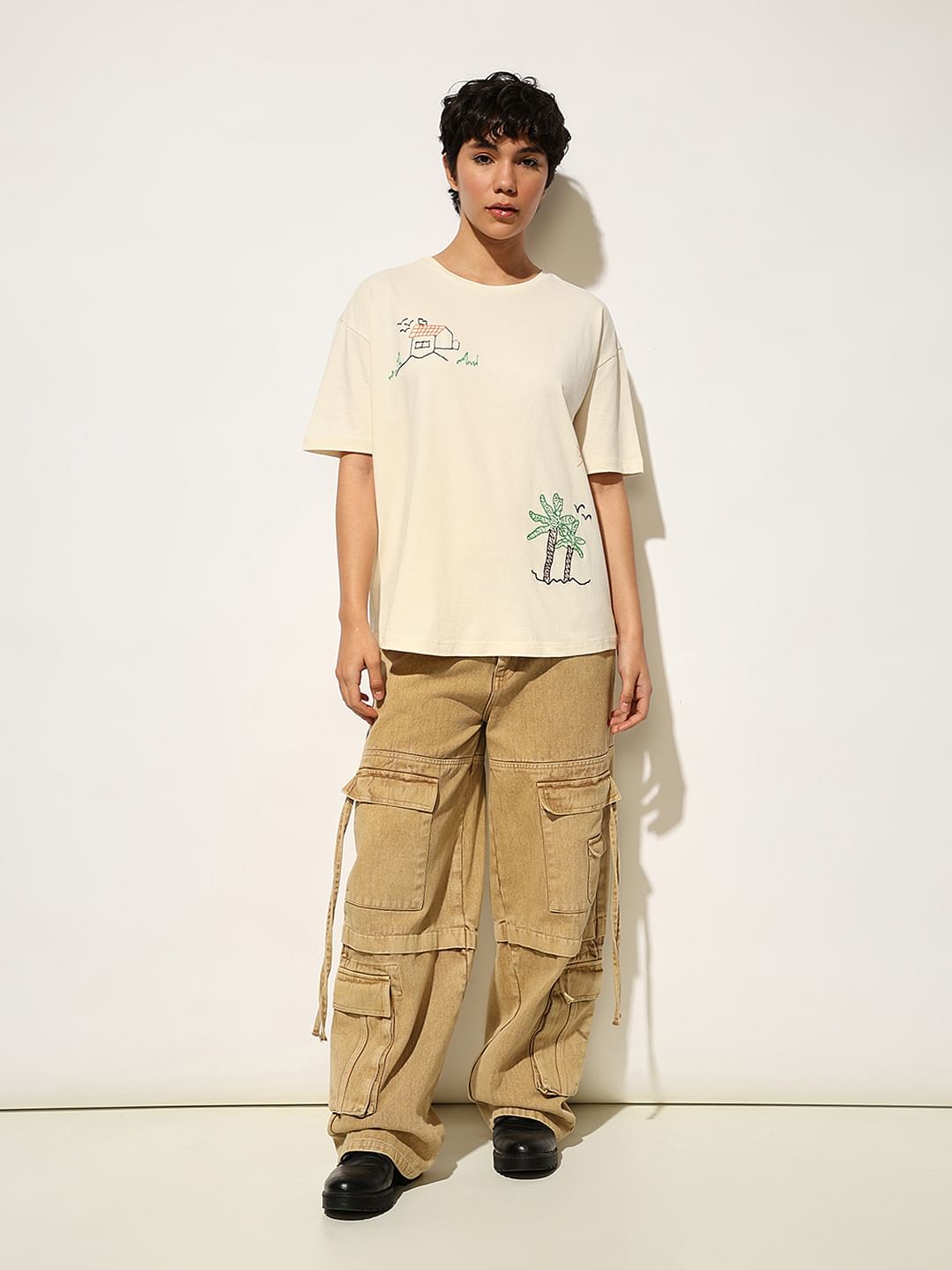 Off-White Embroidered Oversized T-Shirt