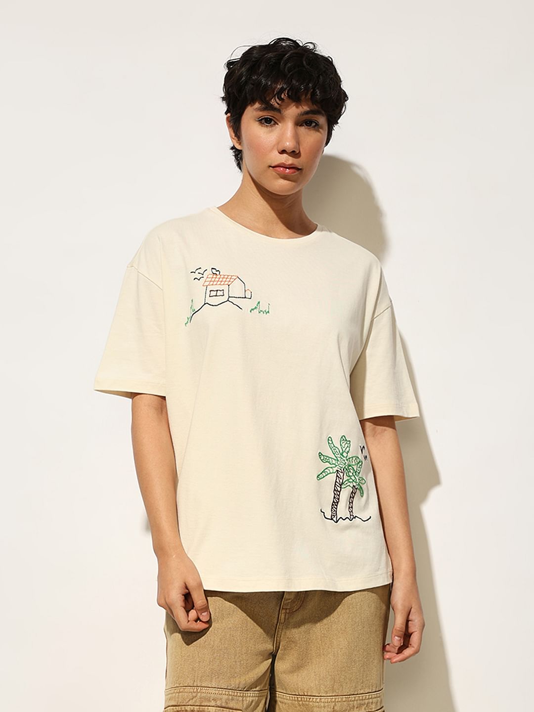 Off-White Embroidered Oversized T-Shirt