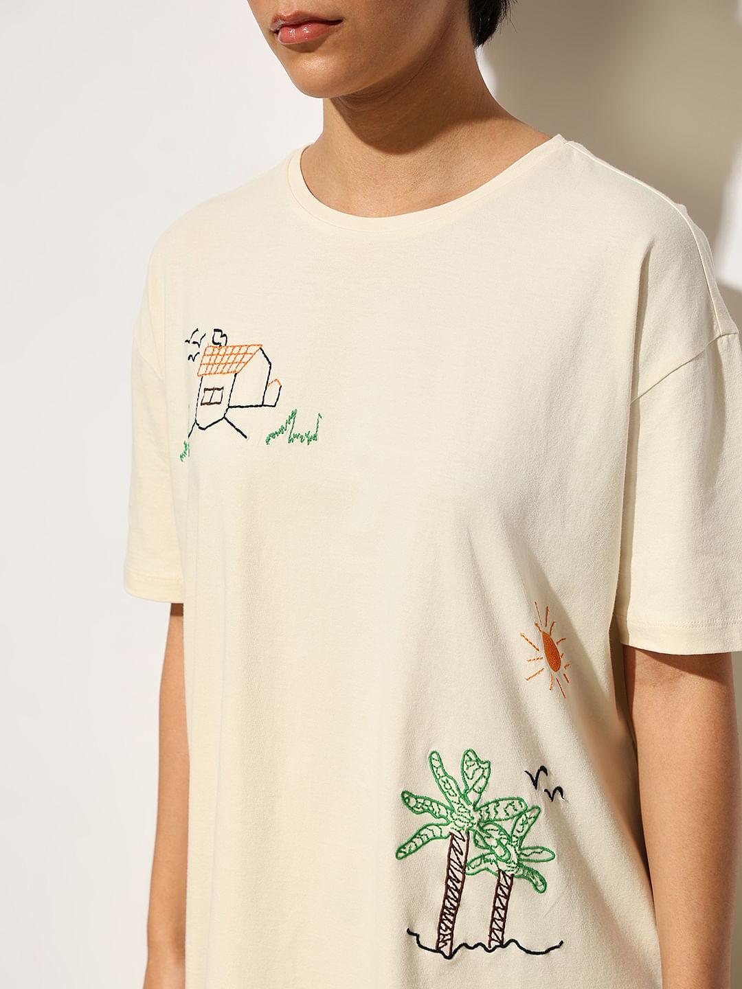 Off-White Embroidered Oversized T-Shirt