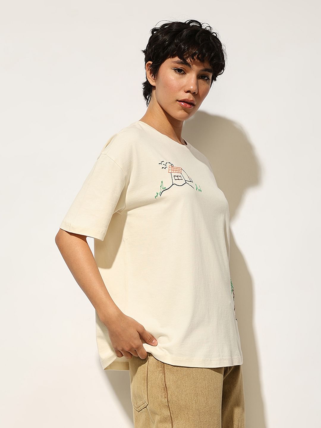 Off-White Embroidered Oversized T-Shirt
