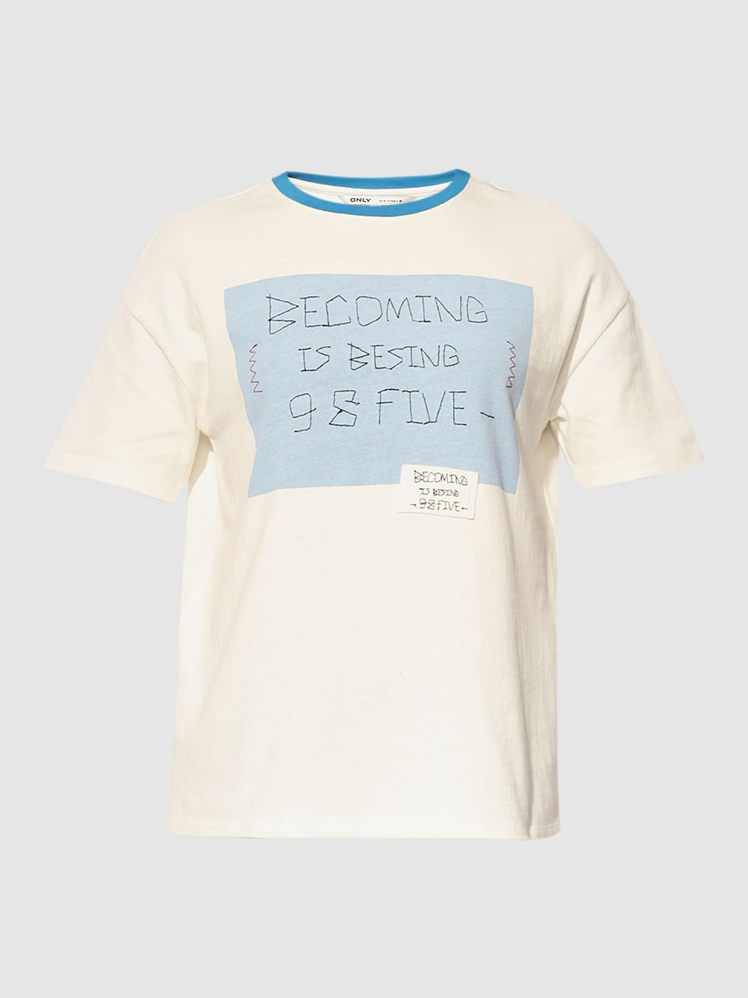 White Printed Crop T-Shirt