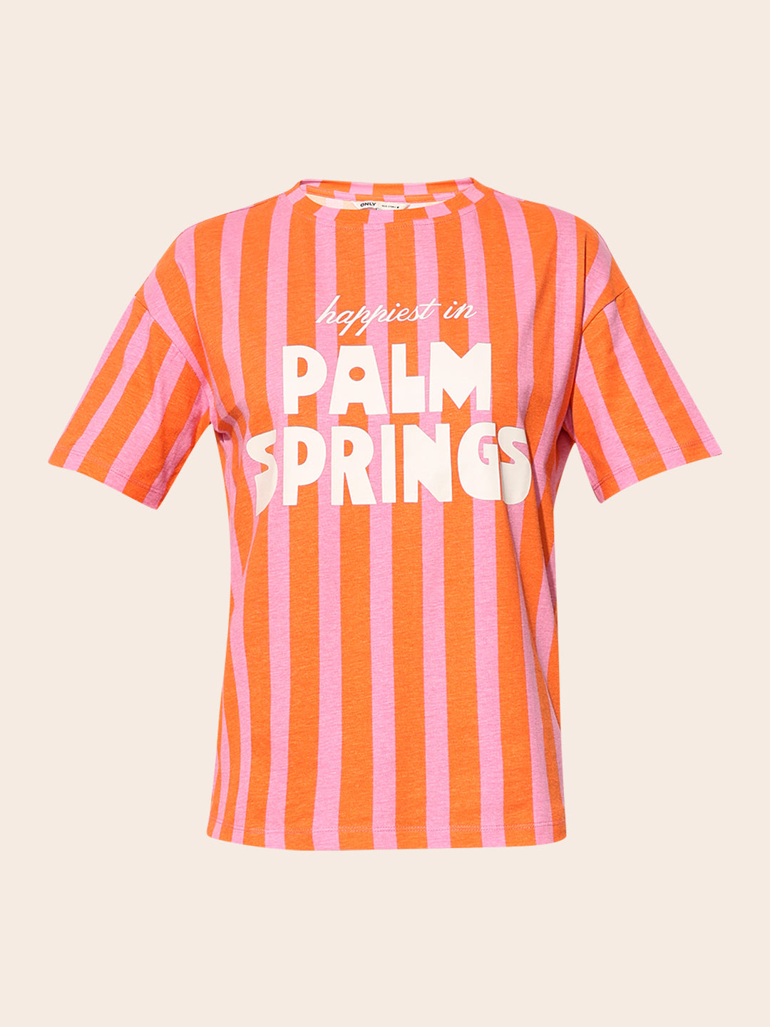 Orange Colourblocked Cotton T-shirt