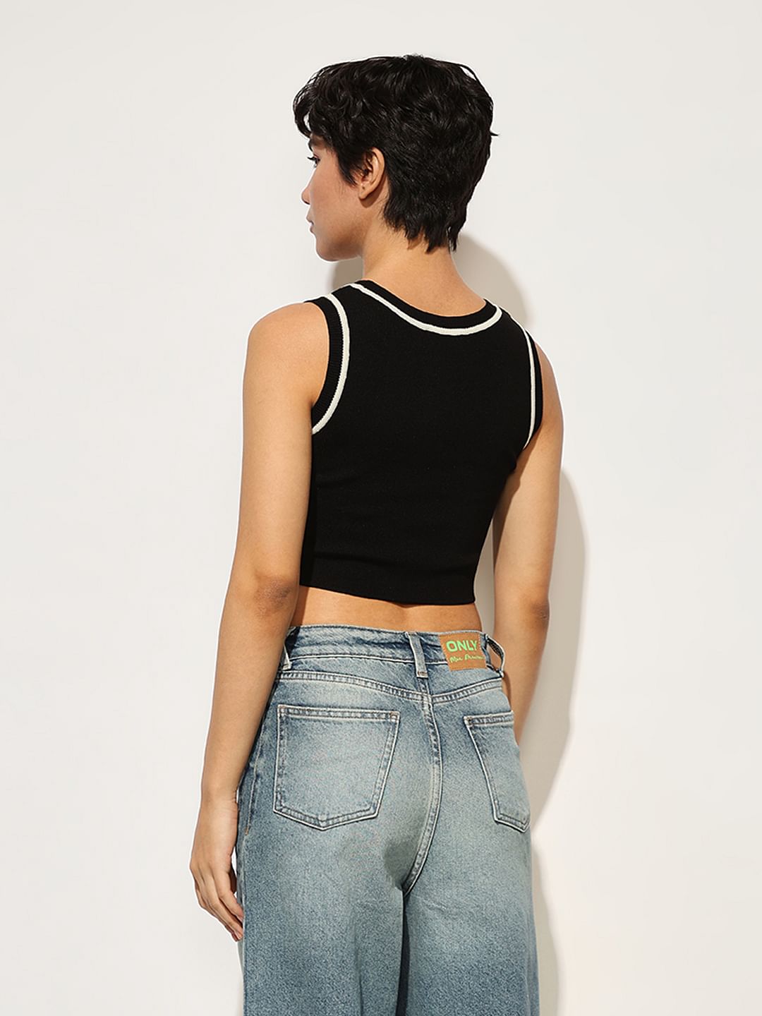 Black Knitted Crop Top